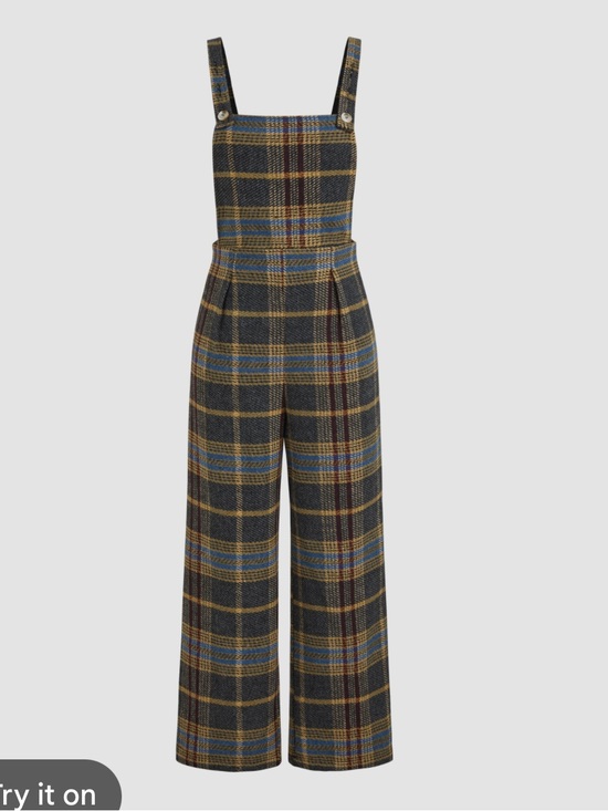 Cider Pants - Fall Autumn Jumpsuit Overalls in Blue and Tan cottagecore